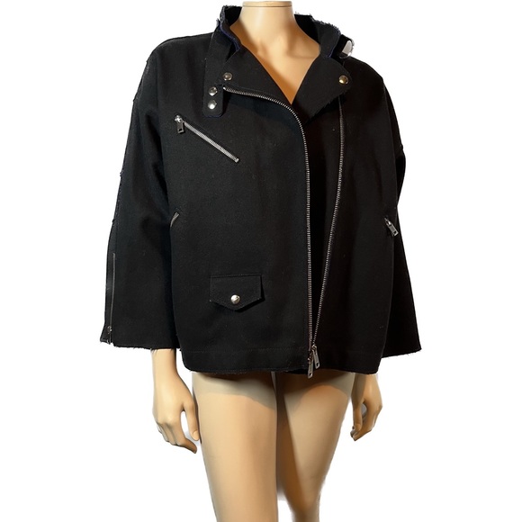 NWOT Diesel Moto Jacket in Black Wool with blue lining - Picture 8 of 16